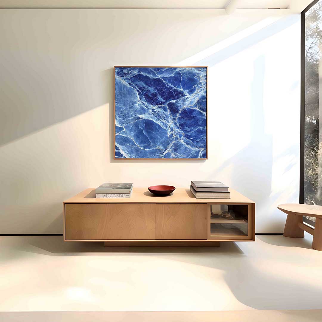 Blauwe marmerstructuur Poster