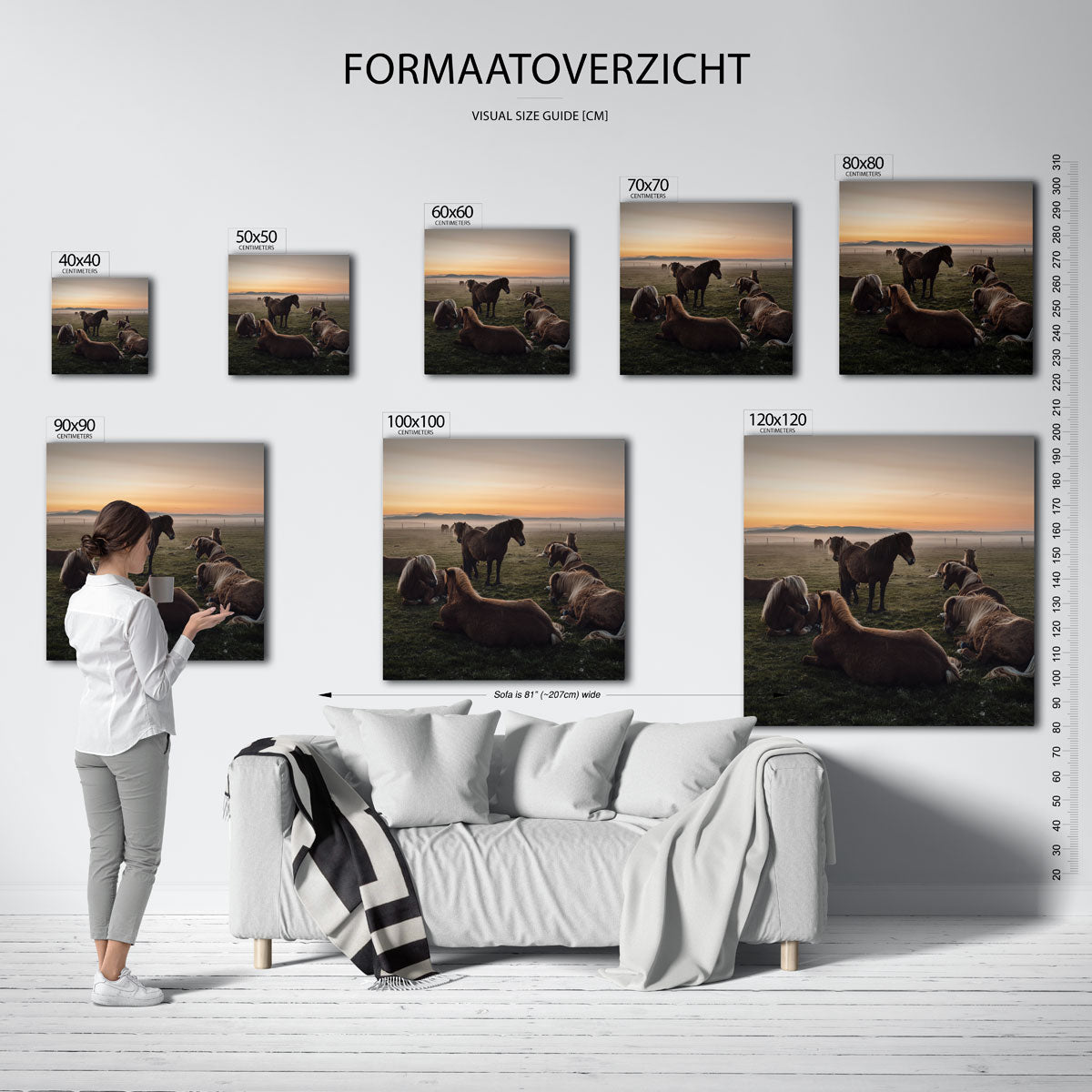 Rustige paardenweide Kunstwerk