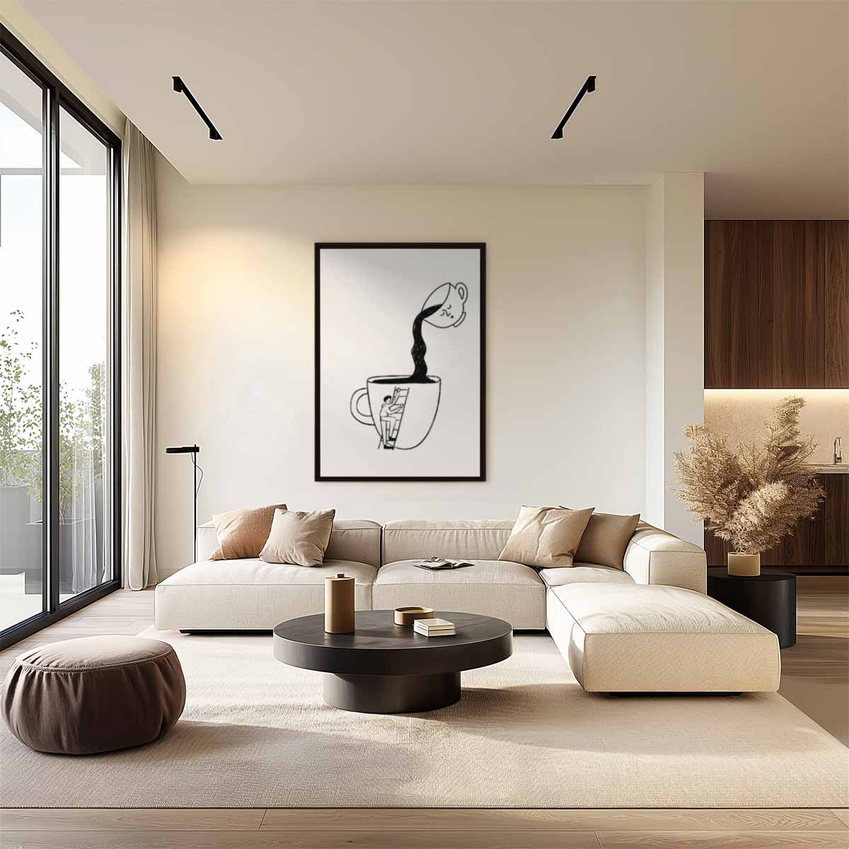 Avontuur in Koffiedromen Kunstwerk-canvas-dibond-plexiglas-wanddecoratie-WallArtistic