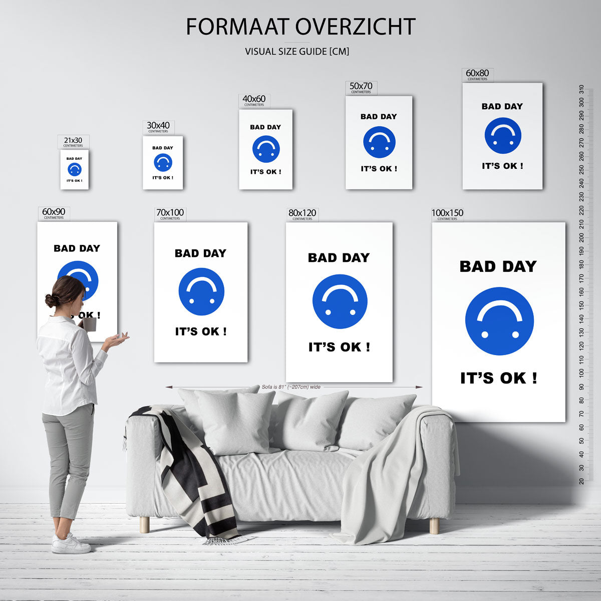 Blauwe smiley Poster