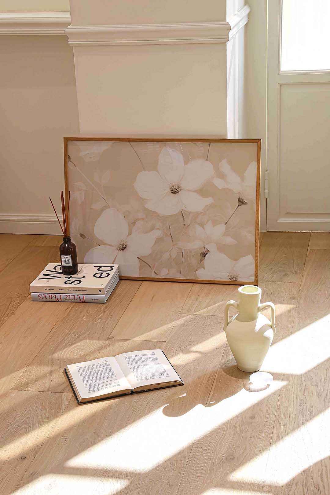 Witte bloemen Poster