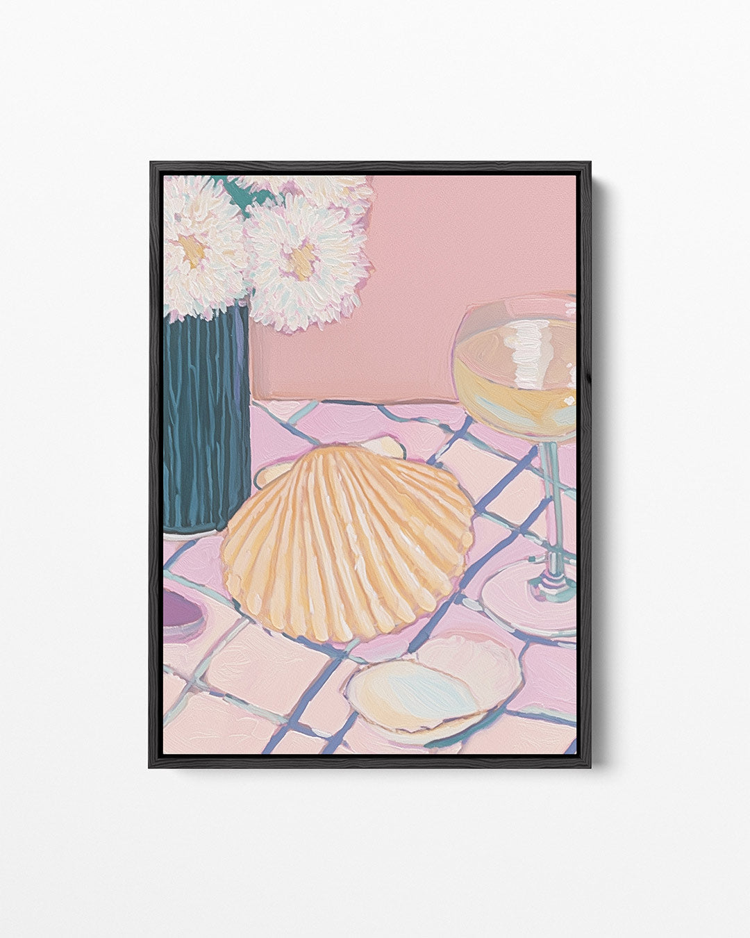 Bloemen en schelp Kunstwerk