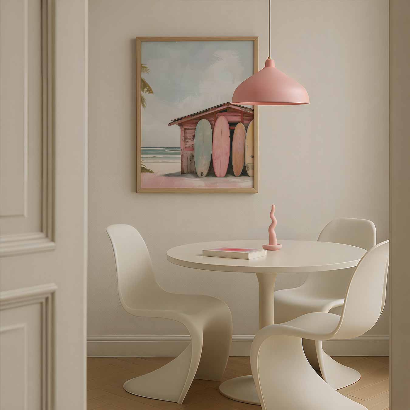 Strandhuisje met Surfboards Poster-WallArtistic