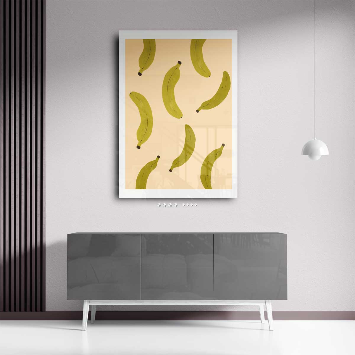 Speelse Bananen Illustratie Kunstwerk-canvas-dibond-plexiglas-wanddecoratie-WallArtistic