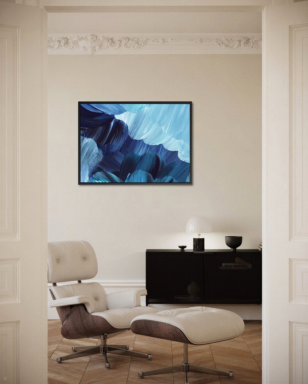 Golvende blauwe vormen Kunstwerk