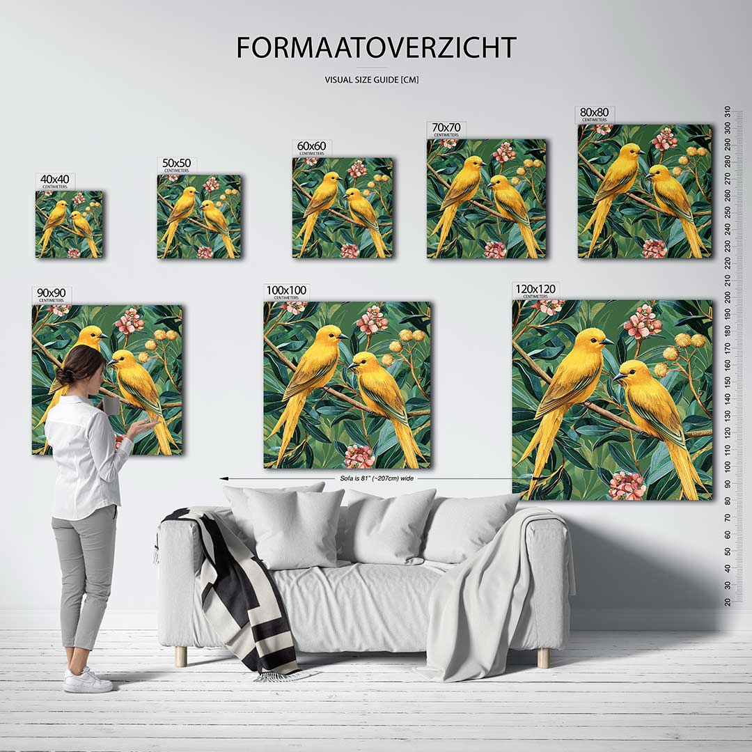 Vogels en bloemen Kunstwerk