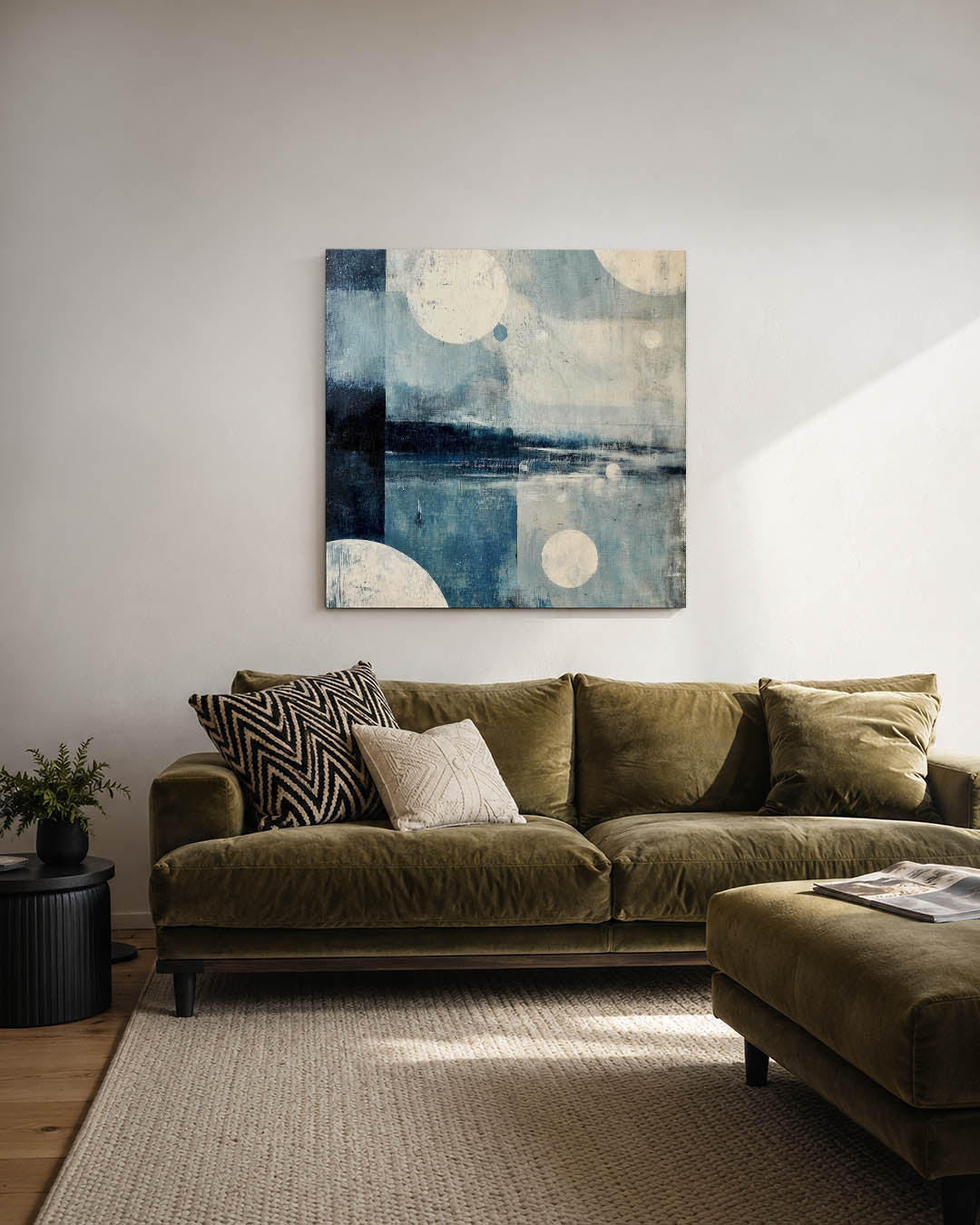 Geometrische vormen in blauw Kunstwerk