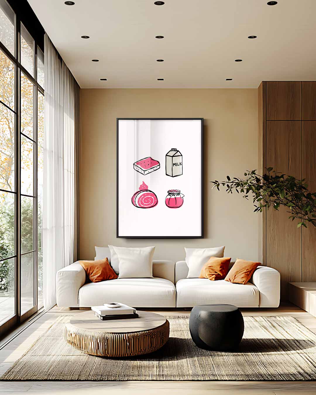 Speelse Keukentafel Illustraties Kunstwerk-canvas-dibond-plexiglas-wanddecoratie-WallArtistic