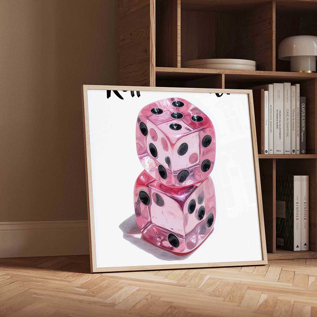 Roze dobbelstenen Poster