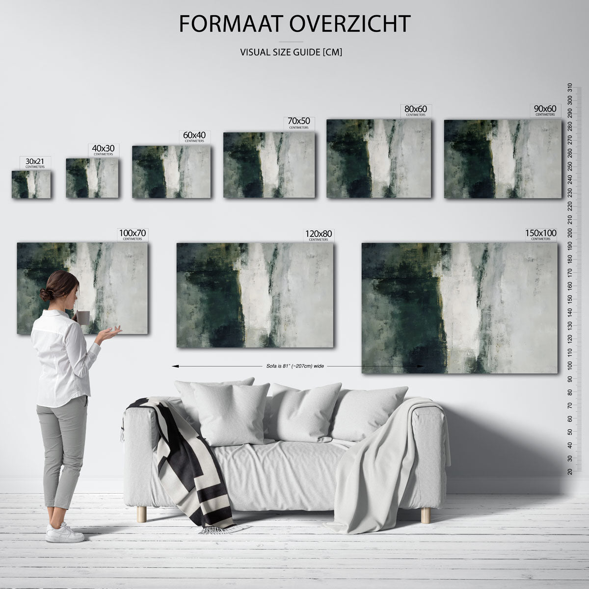 Abstracte groene en witte Poster