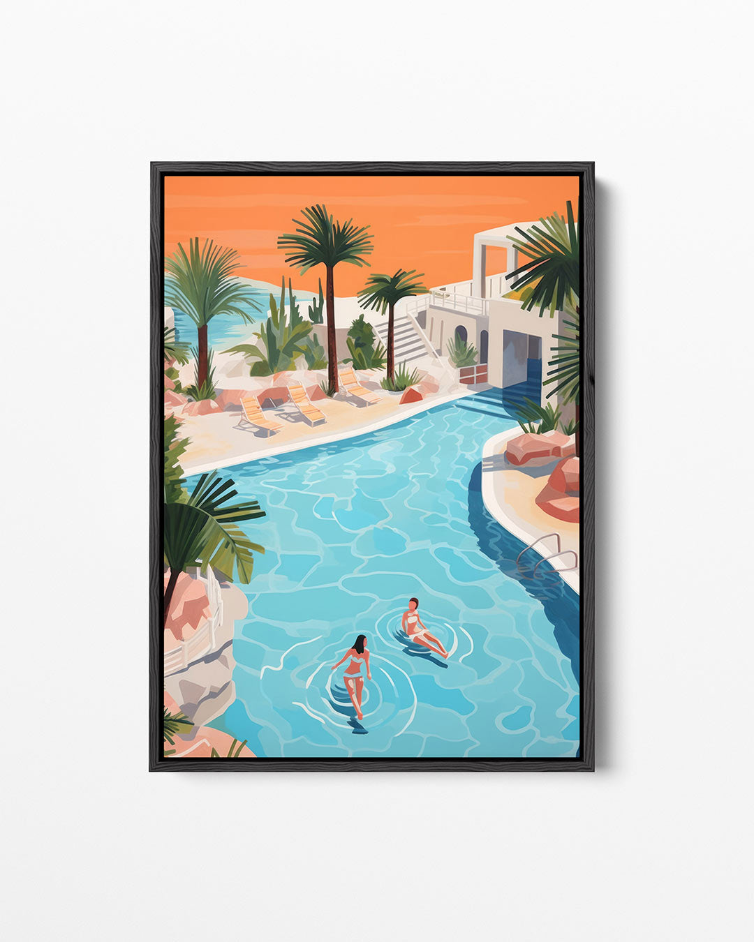 Zomerse zwemscene Kunstwerk
