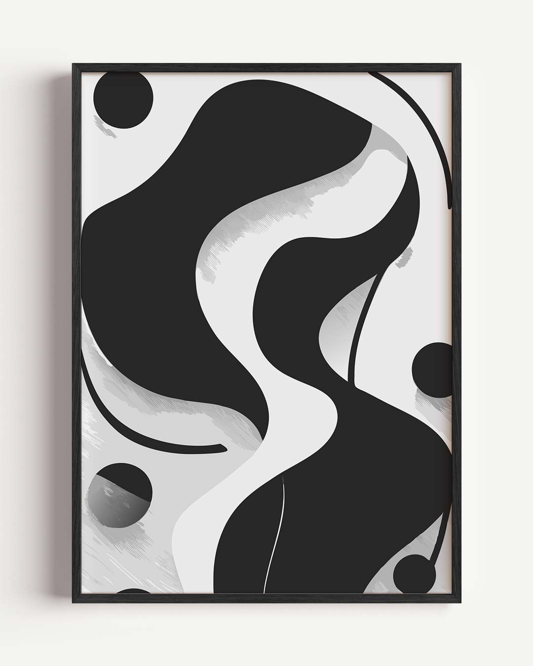 Moderne Abstracte Zwart-Wit Golfposter-WallArtistic