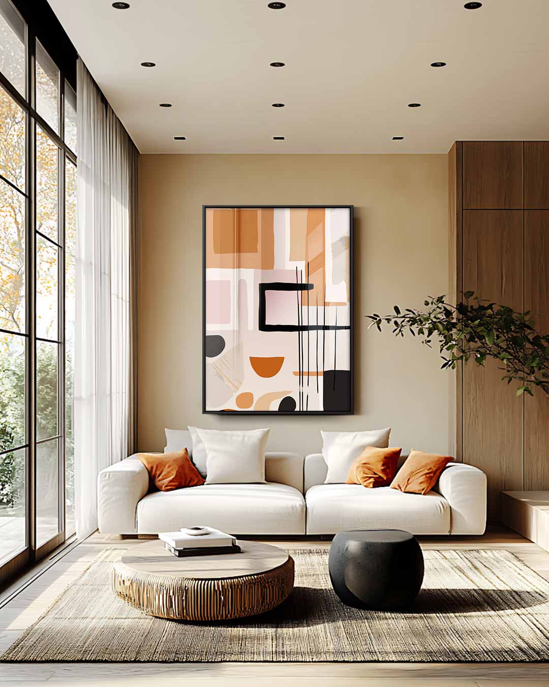 Abstracte Aardetinten Compositie Kunstwerk-canvas-dibond-plexiglas-wanddecoratie-WallArtistic