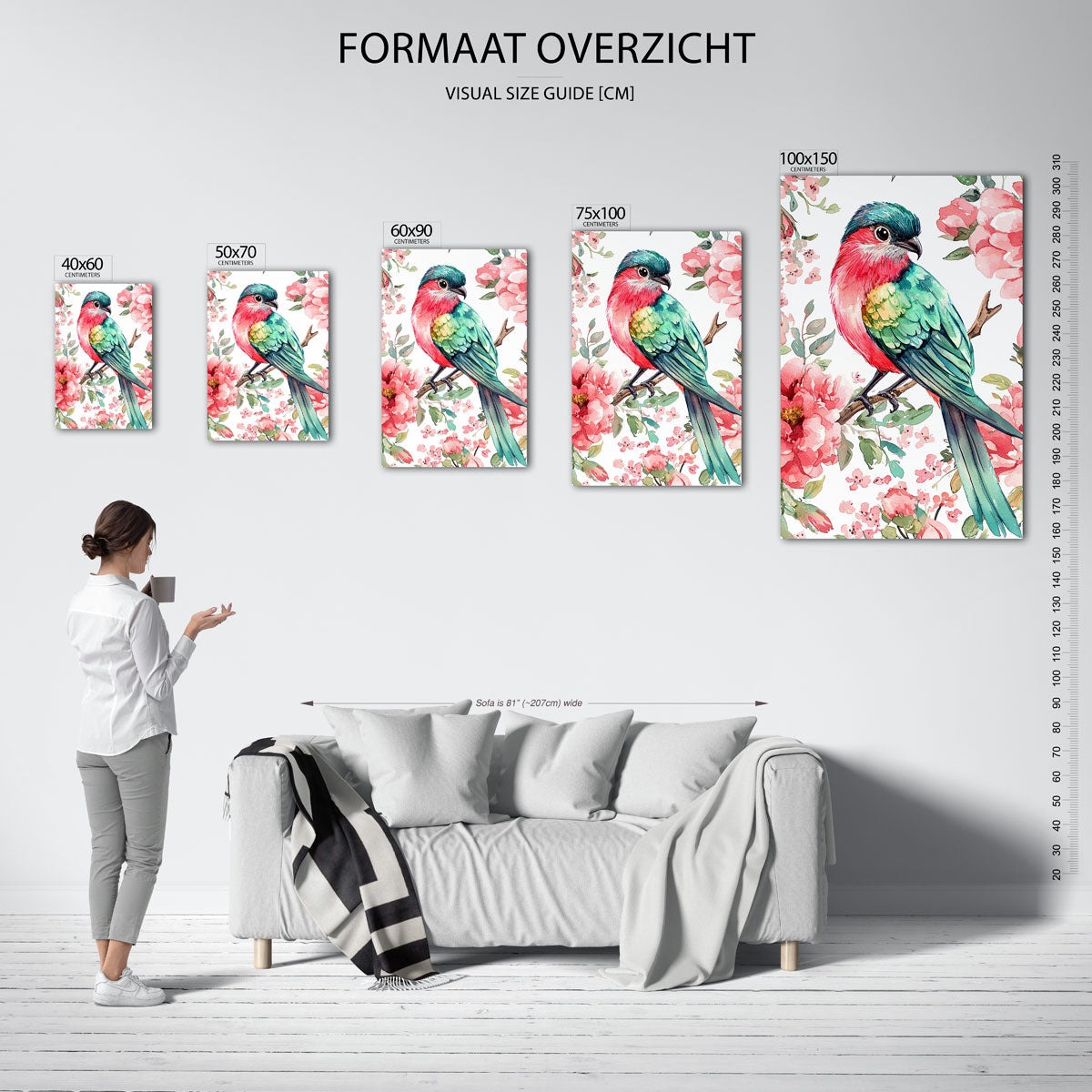 Vogels en bloemen Kunstwerk