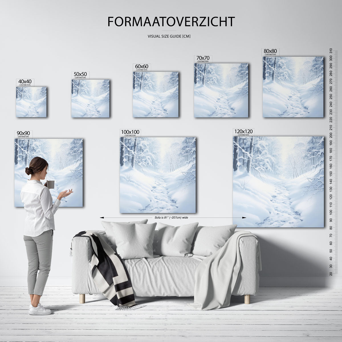 Winterlandschap met besneeuwde bomen Poster