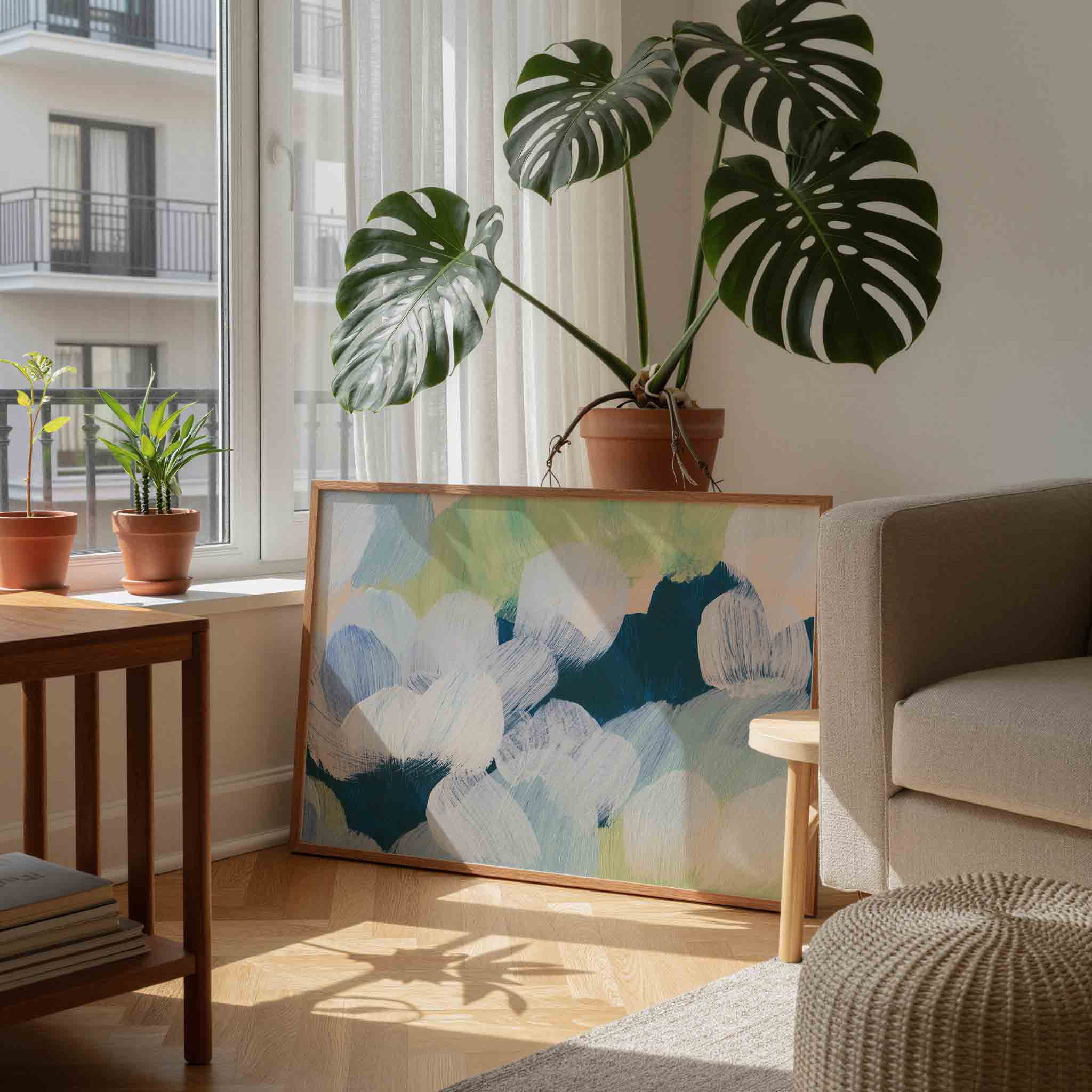 Abstracte penseelstreken Poster