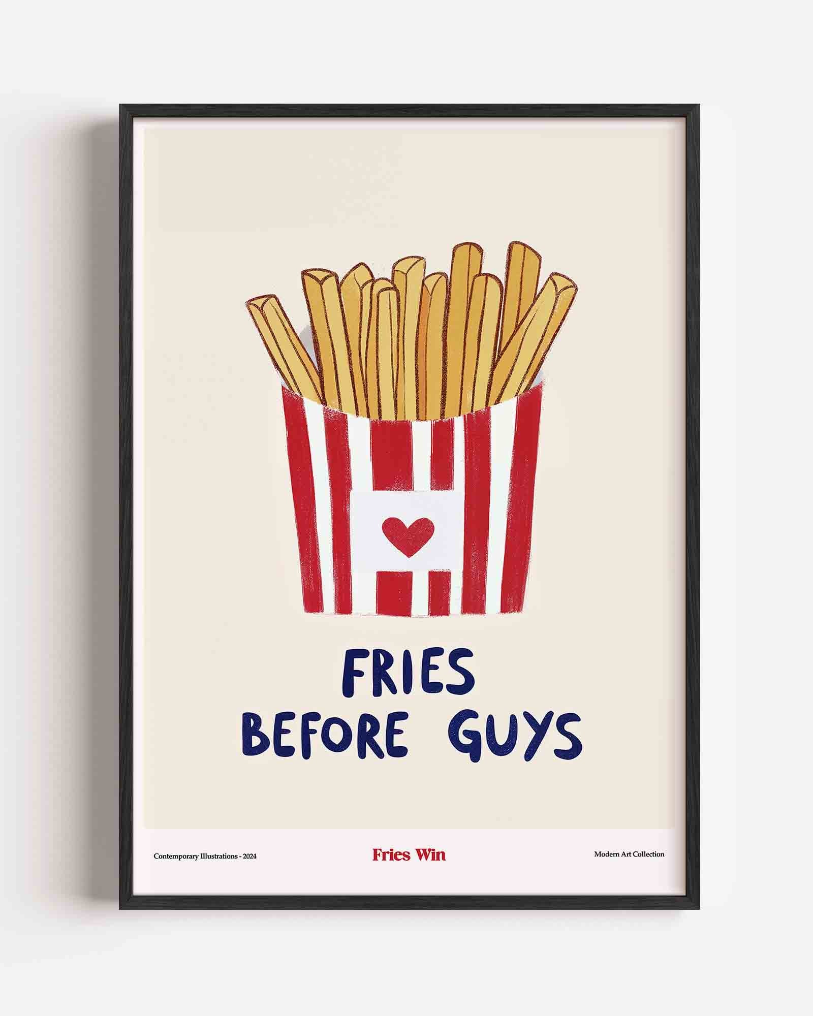 Frietjes in rood witte verpakking Poster