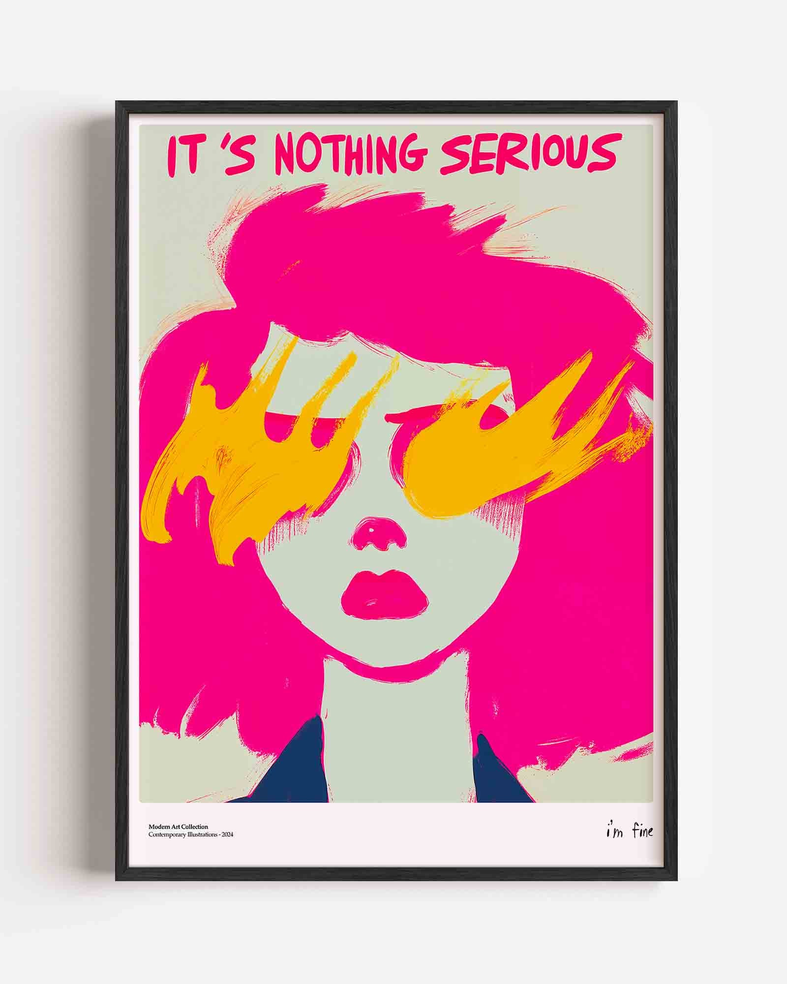 Portret met roze en geel Poster