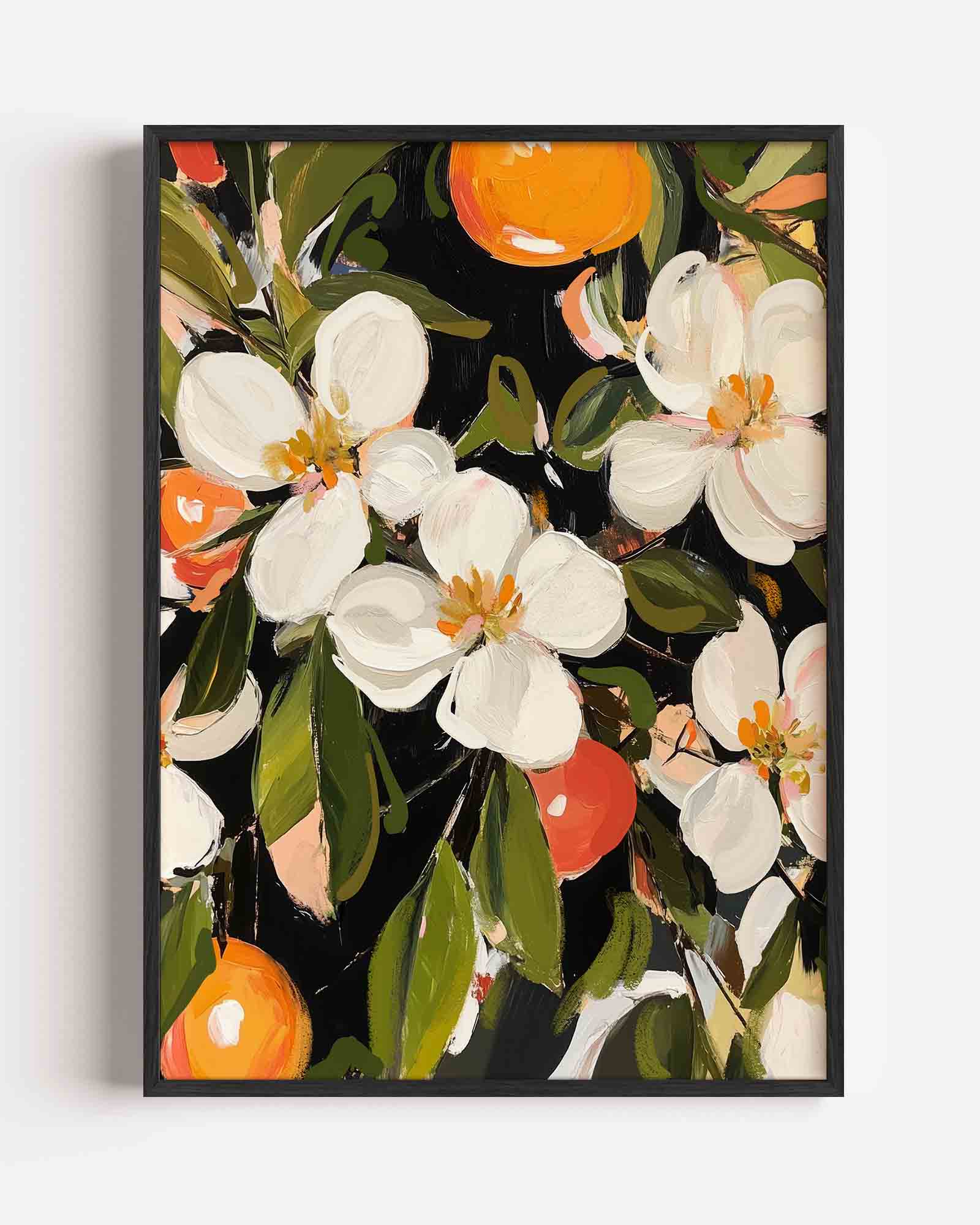 Bloemen en sinaasappels Poster