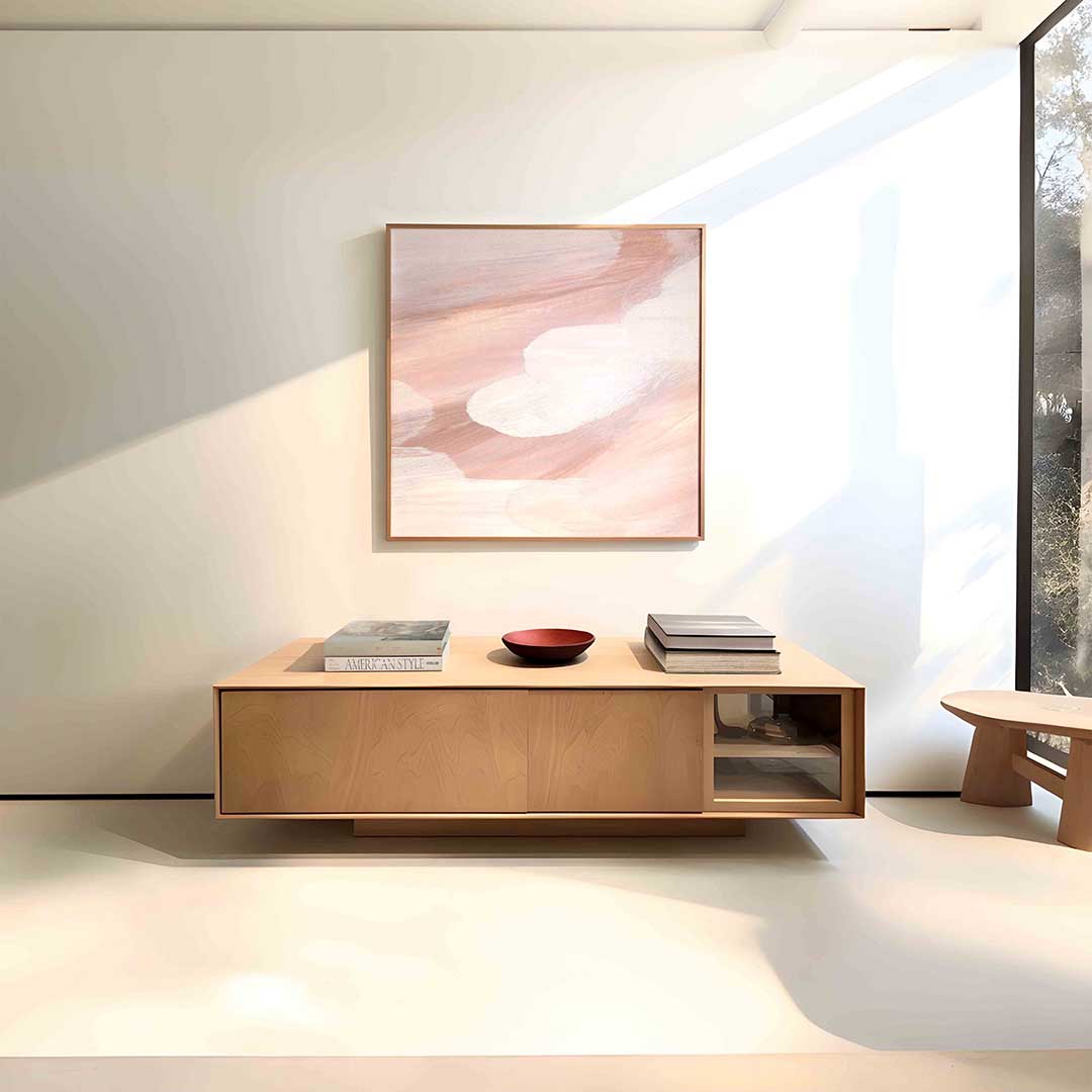 Abstracte roze en witte Poster