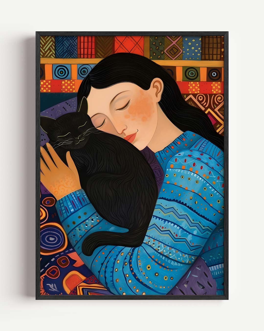 Warme Knuffel met Kat Poster-WallArtistic
