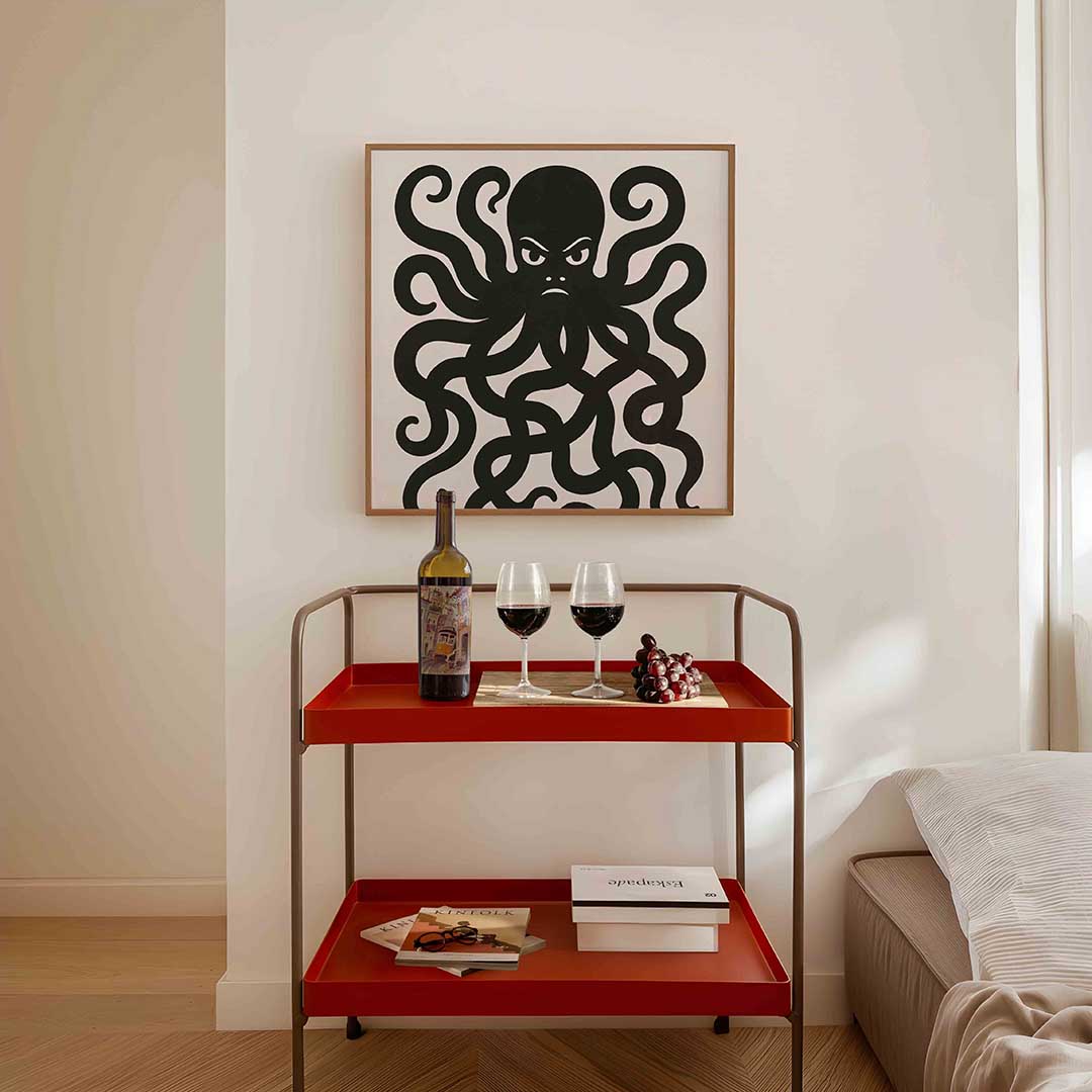 Octopus met krullende tentakels Poster