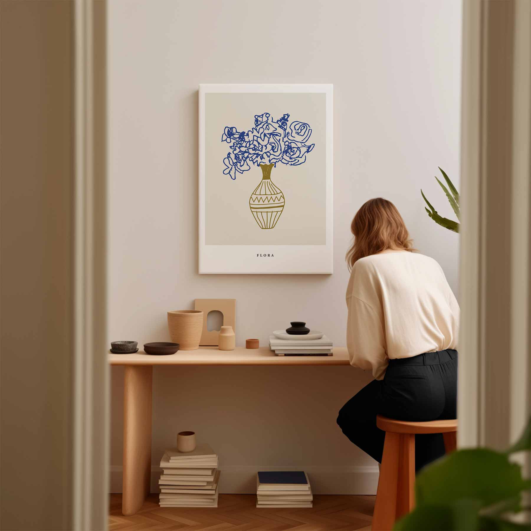 Kleurrijke Bloemen in Elegante Vaas Kunstwerk-canvas-dibond-plexiglas-wanddecoratie-WallArtistic