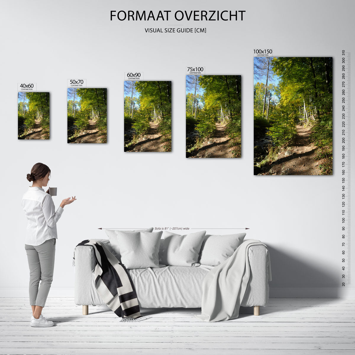 Boswandeling in de herfst Kunstwerk