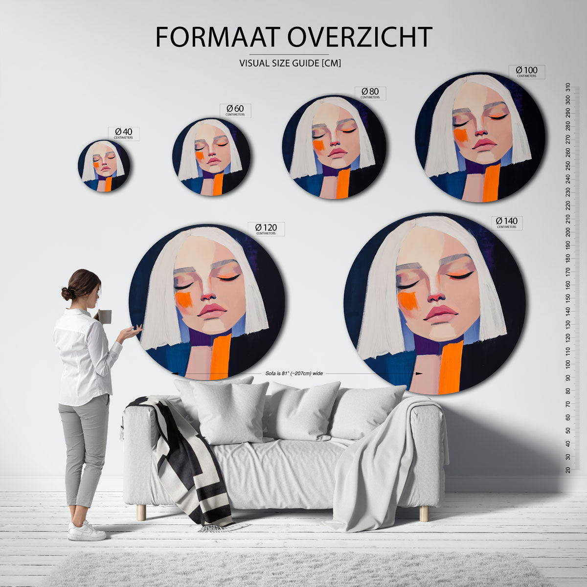 Portret met witte haren Muurcirkel