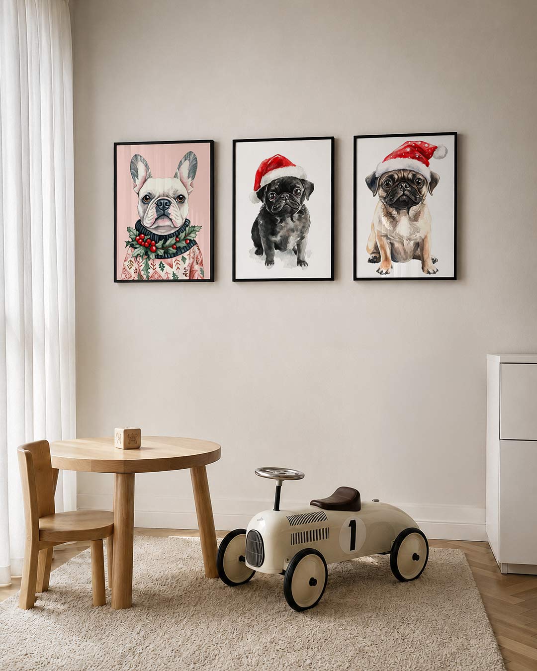 Hond en kerstgroen Posterset
