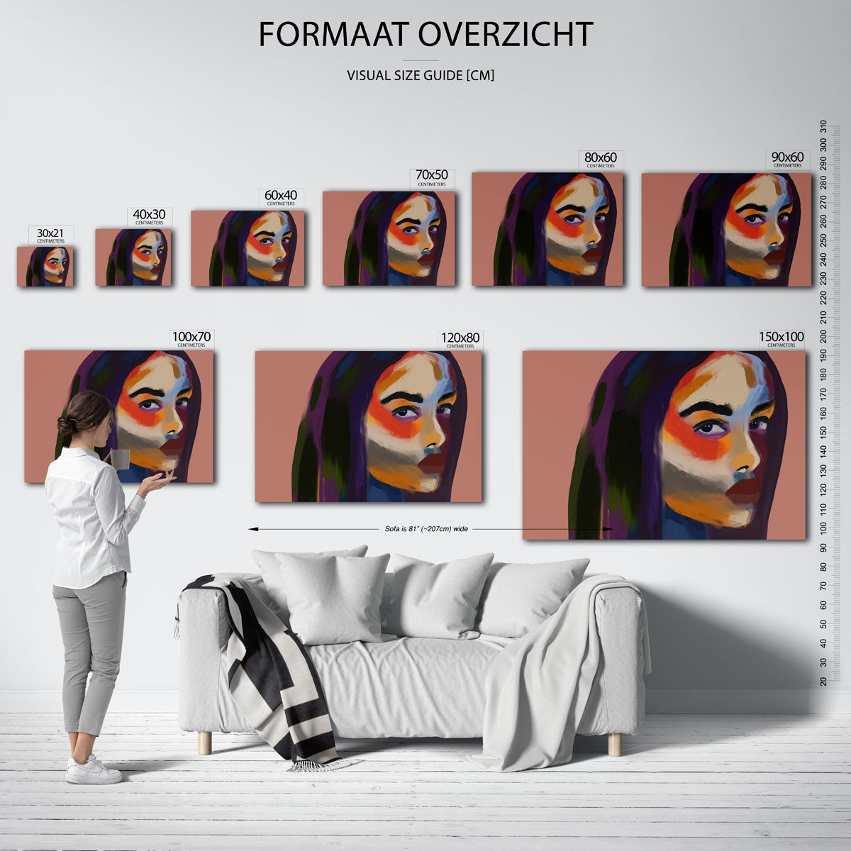 Portret met kleurrijke accenten Poster