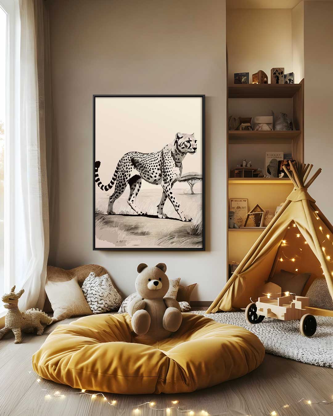 Gracieuse Jachtluipaard op de Savanne Kunstwerk