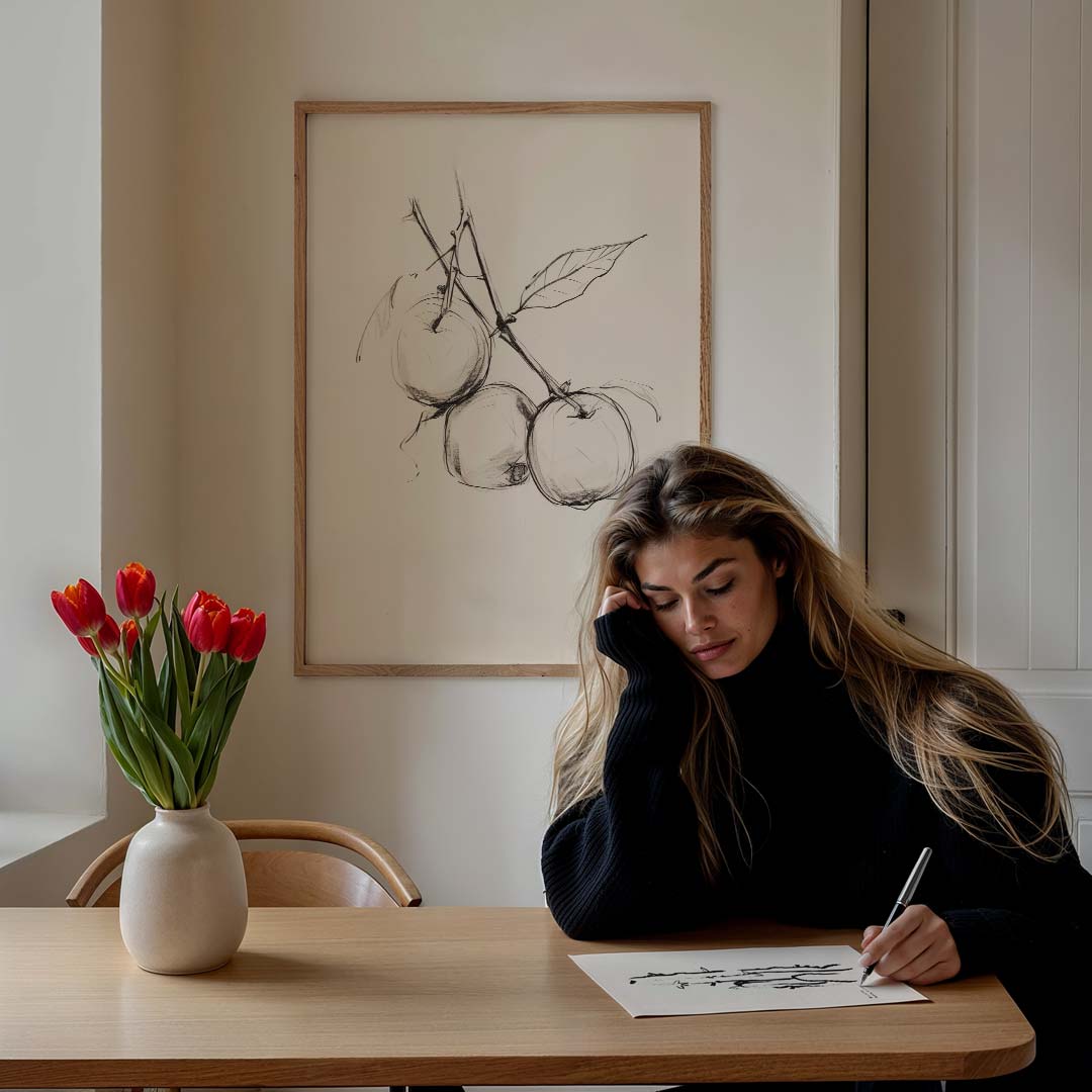 Elegante Illustratie van Appeltakken Poster-WallArtistic