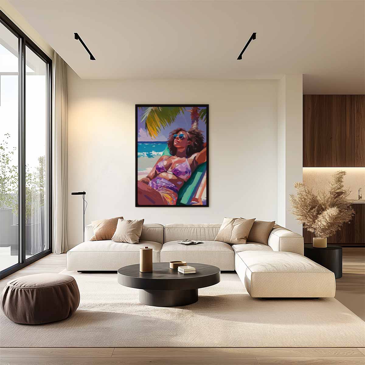 Zomers Genieten op het Strand Kunstwerk-canvas-dibond-plexiglas-wanddecoratie-WallArtistic