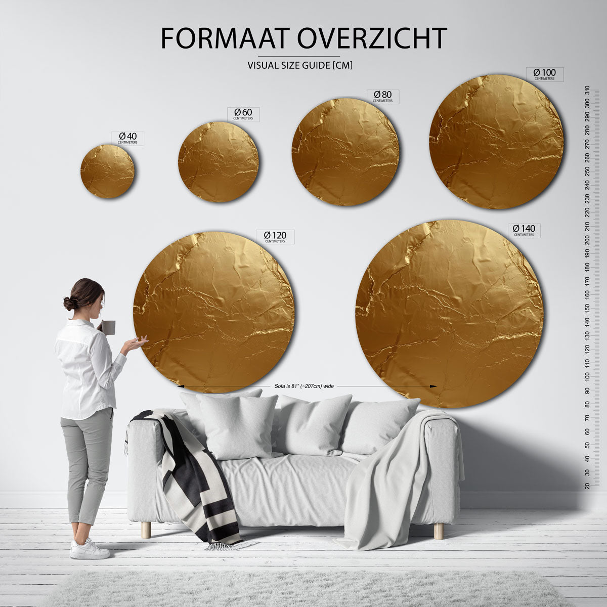 Goudkleurige textuur Muurcirkel