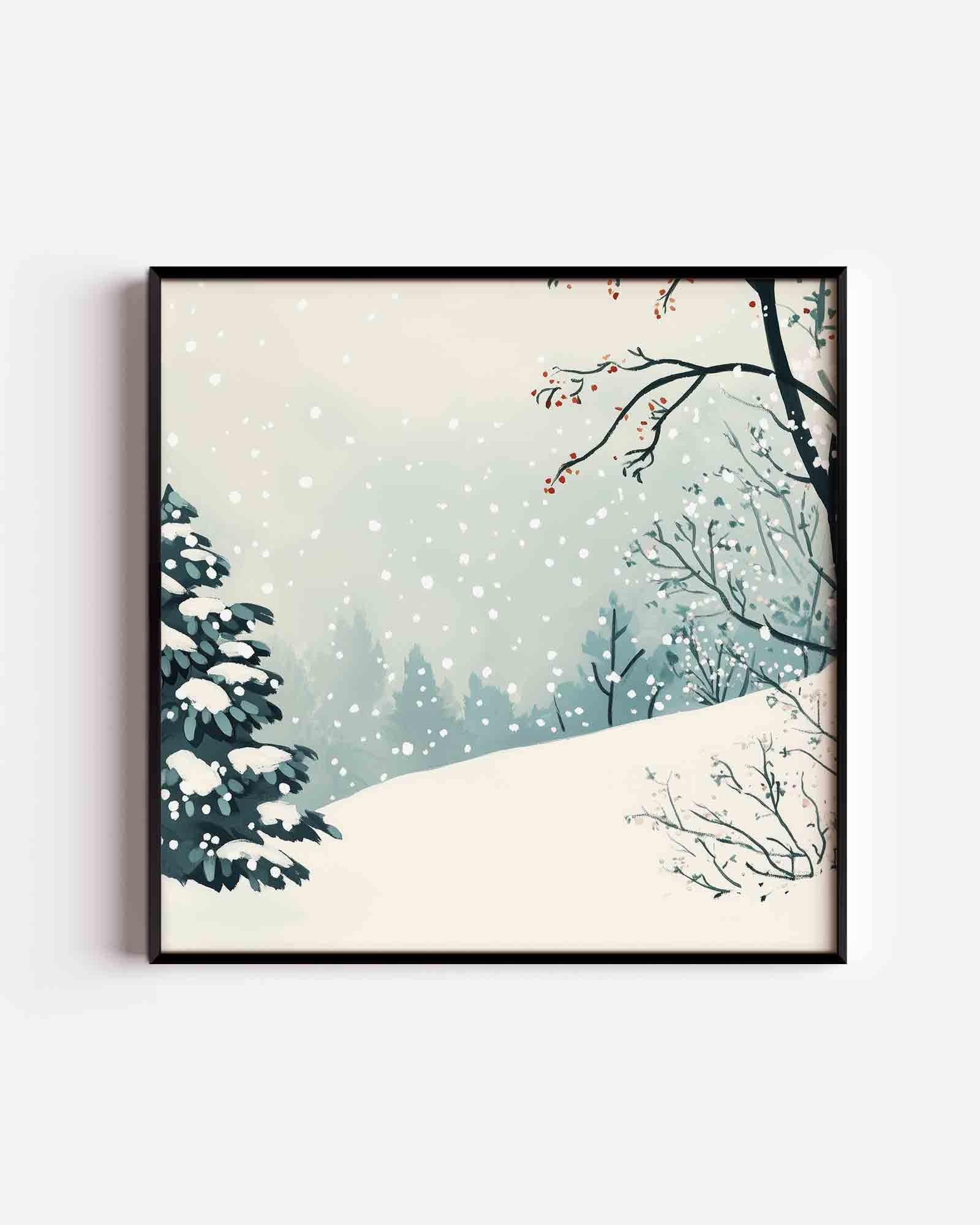 Winterlandschap met sneeuw Poster