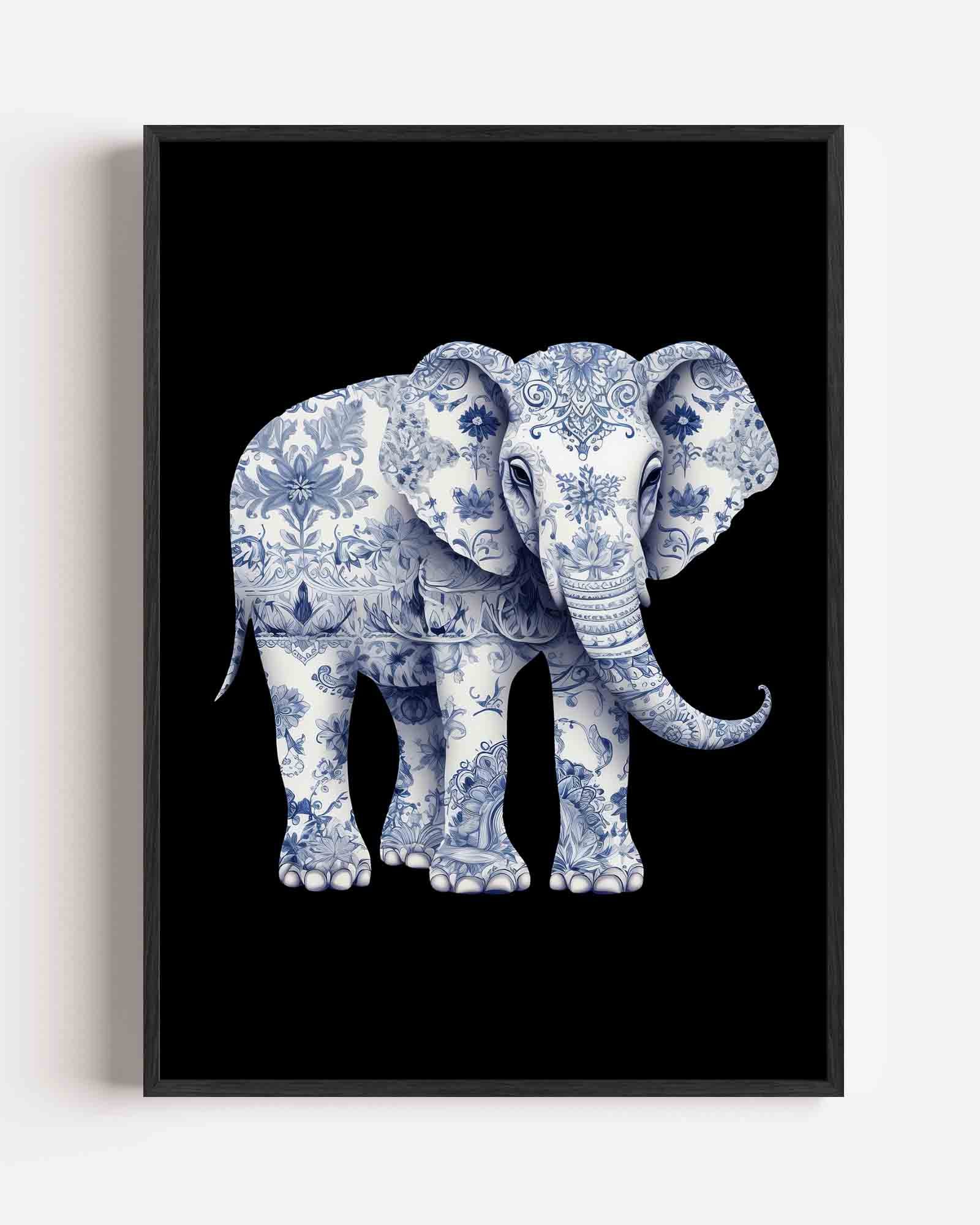 Olifant met bloemenpatroon Poster