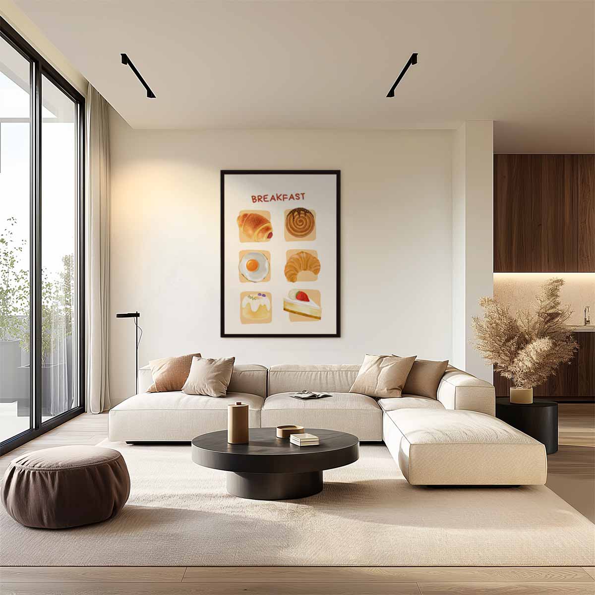 Ontbijt Illustratie Print Kunstwerk-canvas-dibond-plexiglas-wanddecoratie-WallArtistic