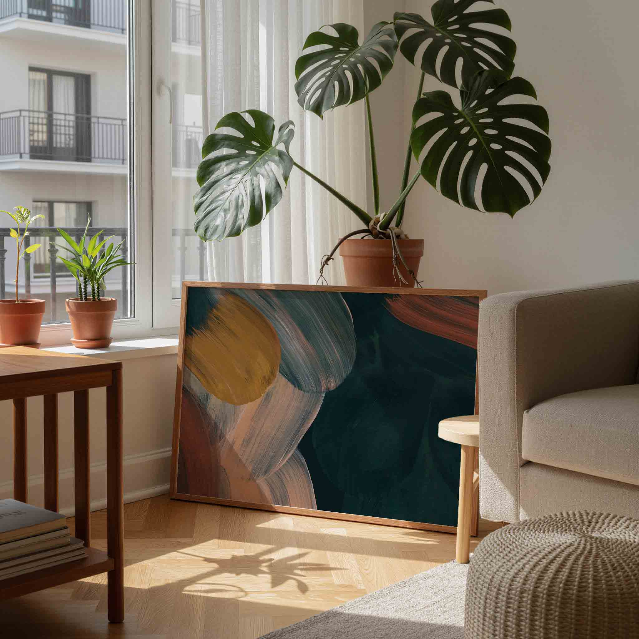 Abstracte penseelstreken Poster