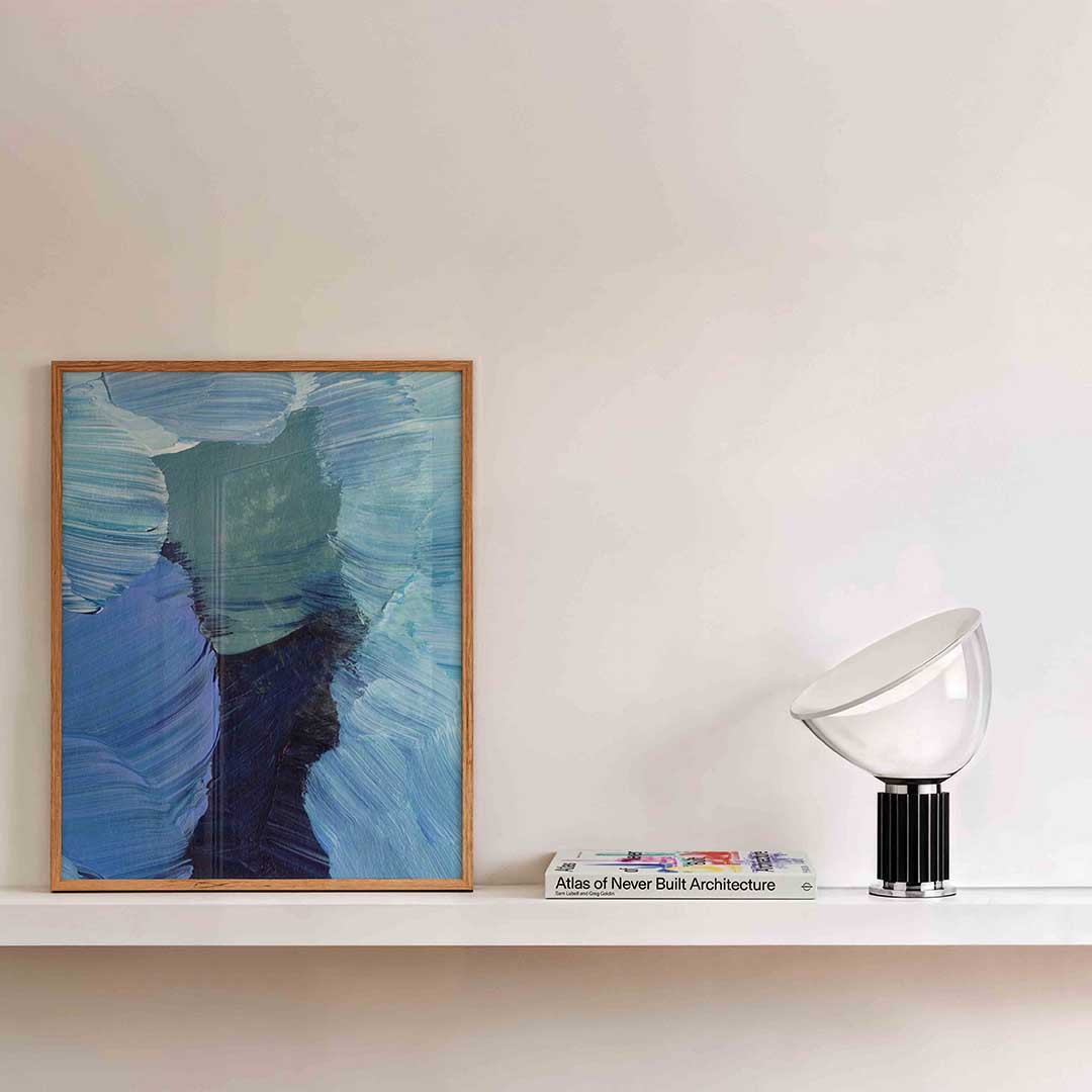 Blauwe penseelstreken Poster