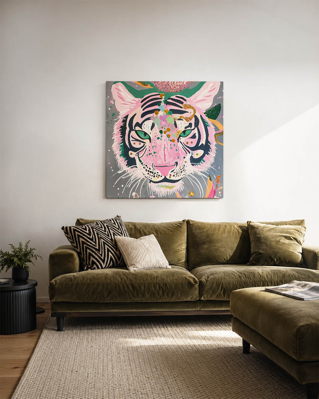 Kleurrijke tijgerkop Kunstwerk
