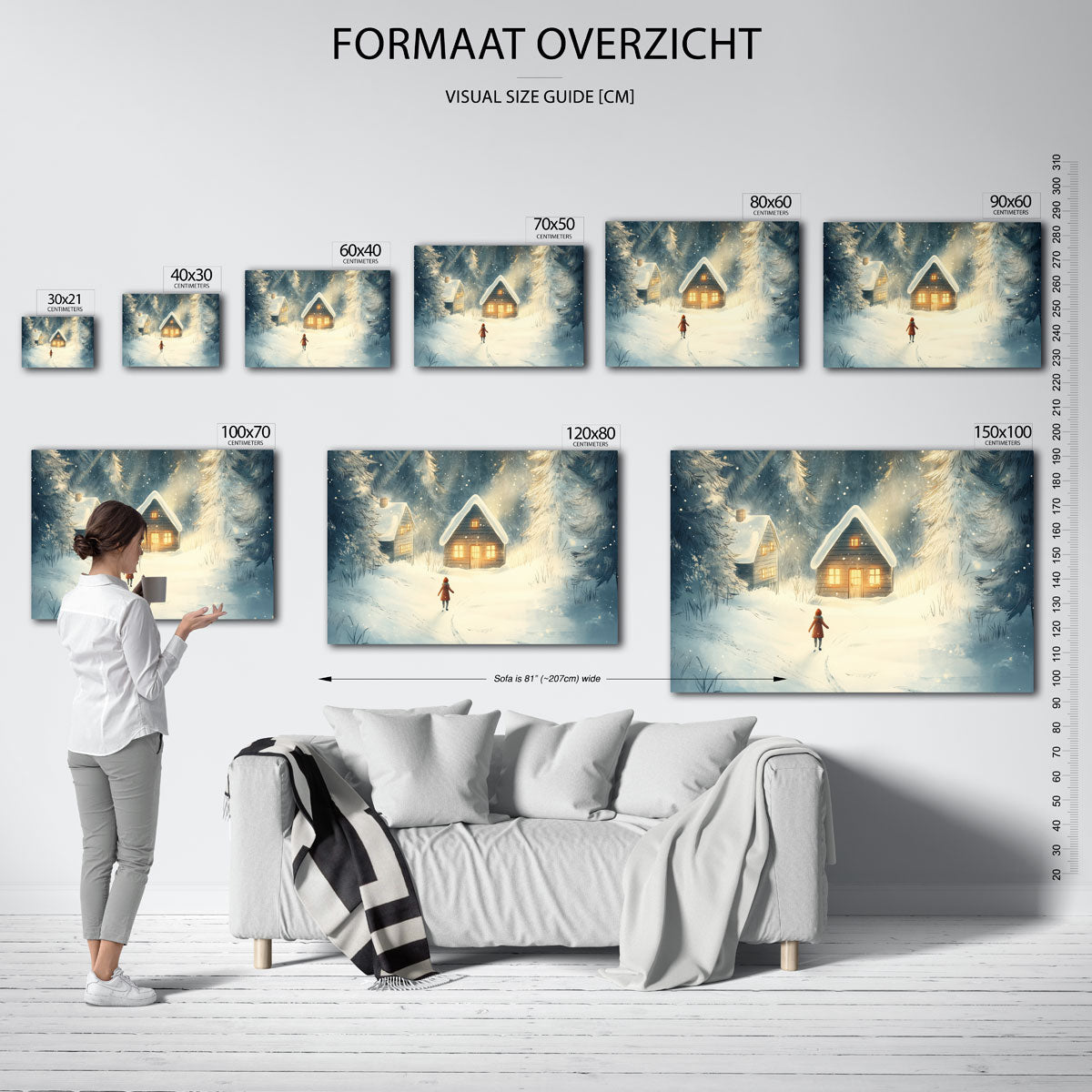 Winterlandschap met huisjes Poster