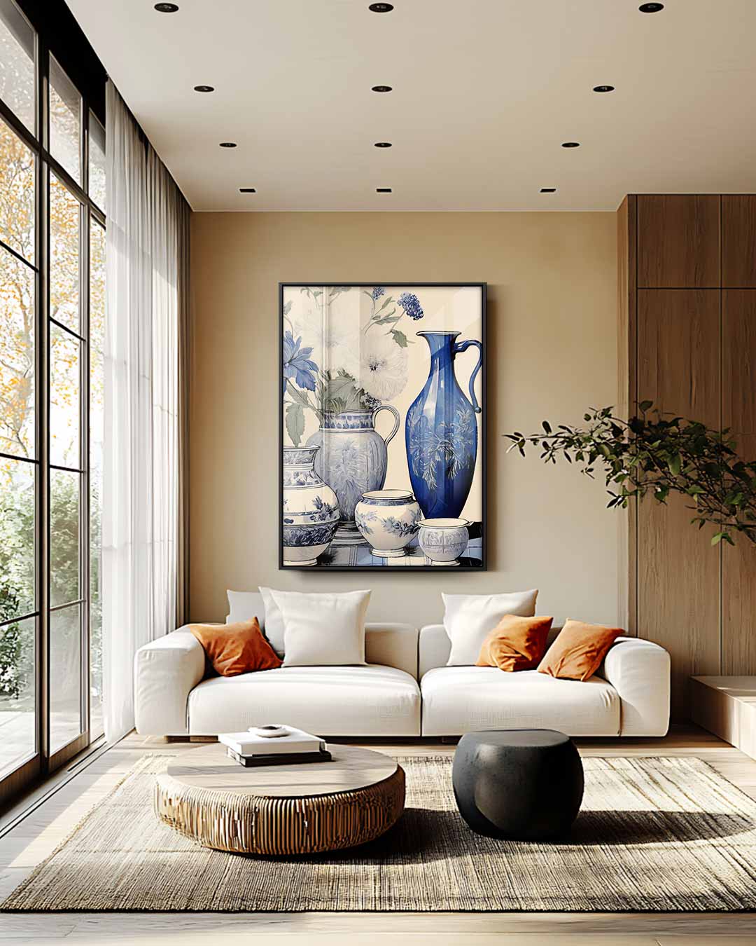 Tijdloze Delfts Blauwe Harmonie Kunstwerk-canvas-dibond-plexiglas-wanddecoratie-WallArtistic