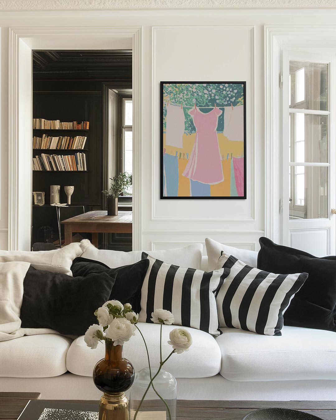 Kleurrijke waslijn Kunstwerk