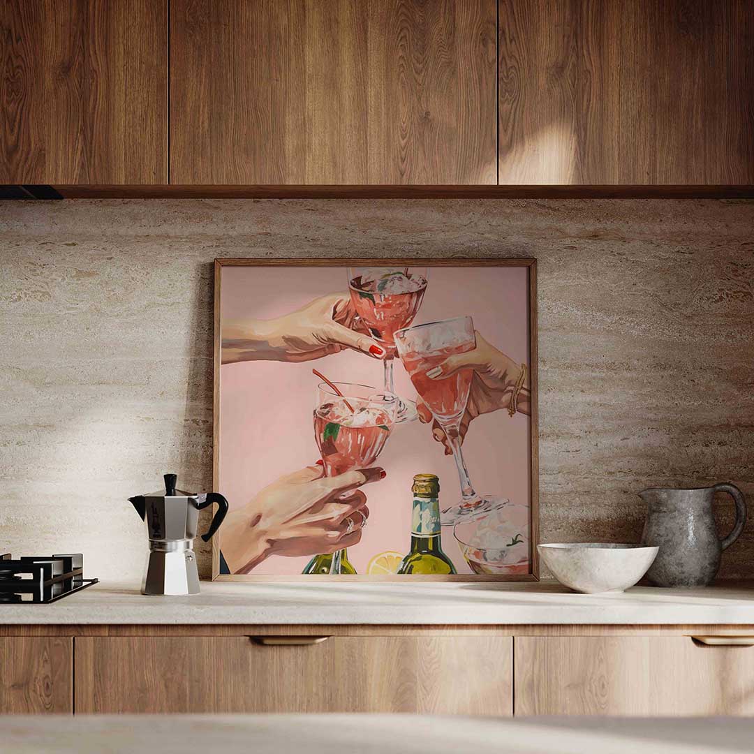 Drie glazen met roze drank Poster