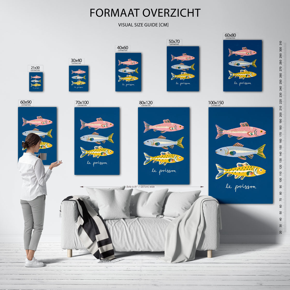 Drie kleurrijke vissen Poster
