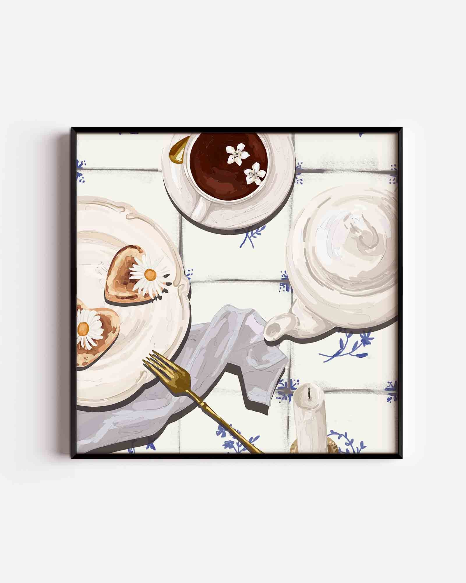 Ontbijt met bloemen Poster