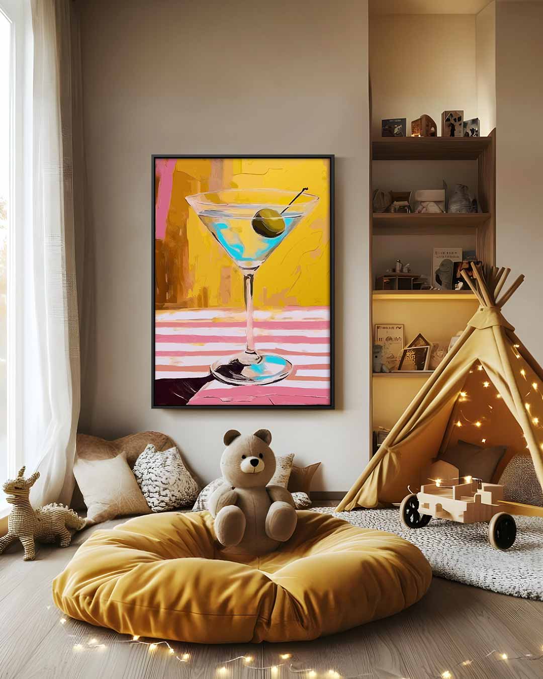 Stijlvolle Martini Illustratie Kunstwerk-canvas-dibond-plexiglas-wanddecoratie-WallArtistic