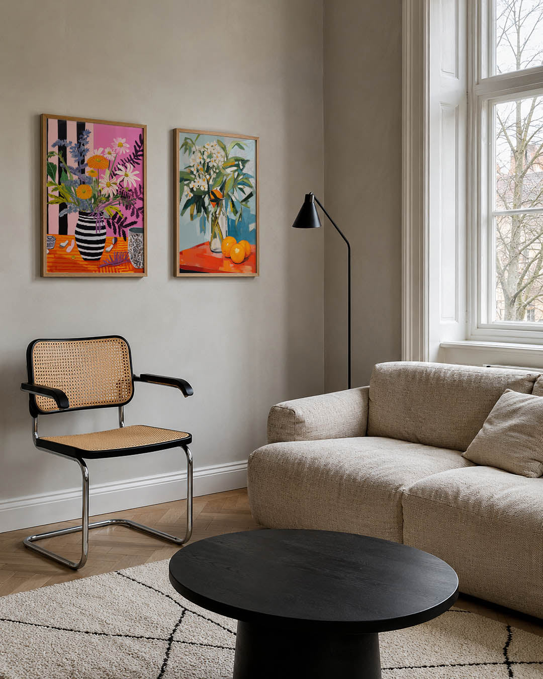 Bloemrijke strepen Posterset