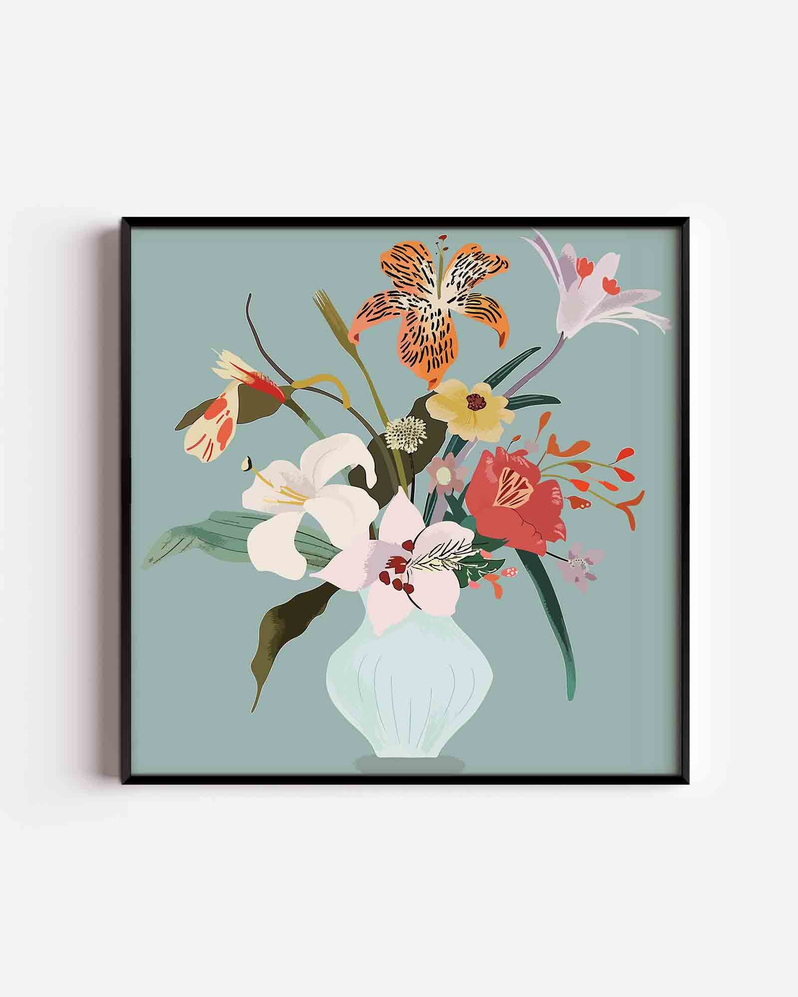 Bloemen in vaas Poster